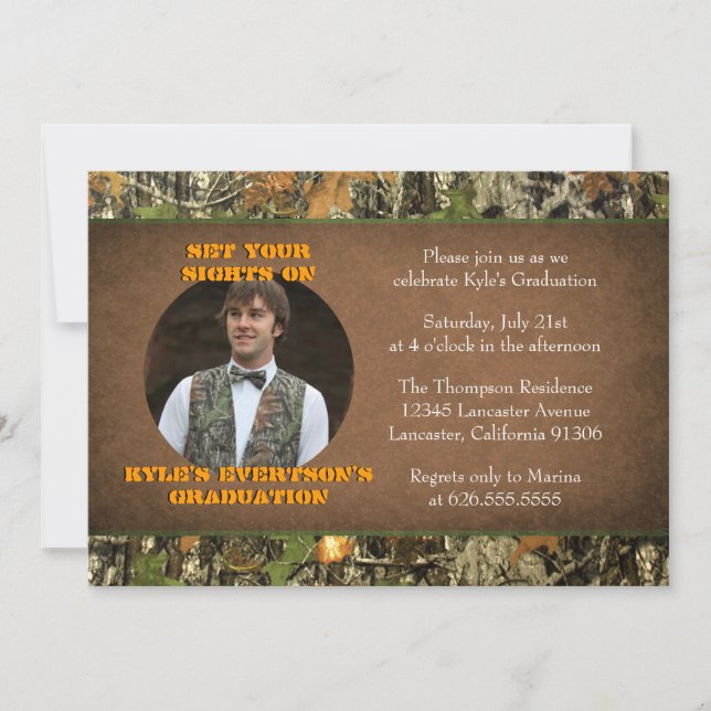 Invitaciones a la foto de graduación de Camo (Anverso)