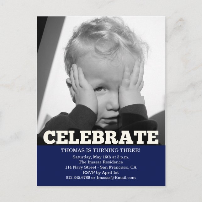 Invitaciones a la foto de la fiesta de cumpleaños  (Anverso)