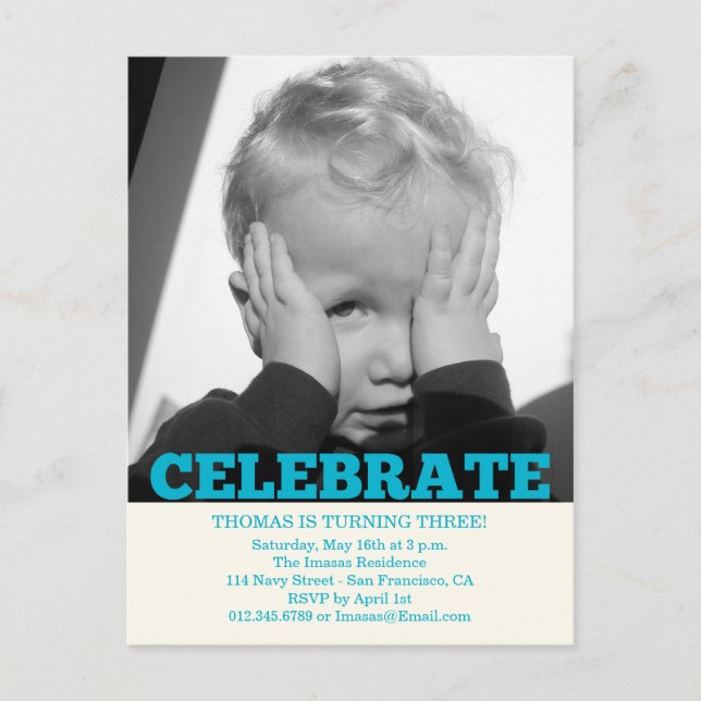 Invitaciones a la foto de la fiesta de cumpleaños  (Anverso)