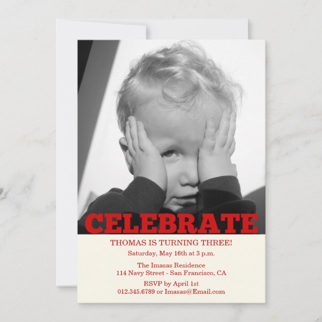 Invitaciones a la foto de la fiesta de cumpleaños  (Anverso)