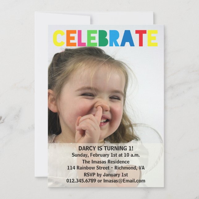 Invitaciones a la foto de la fiesta de cumpleaños  (Anverso)