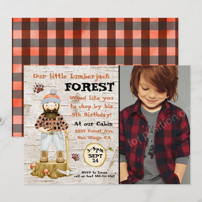 Invitaciones a la foto de Rustic Lumberjack (Anverso / Reverso)