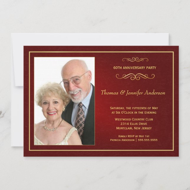 Invitaciones a la foto del aniversario del boda -  (Anverso)