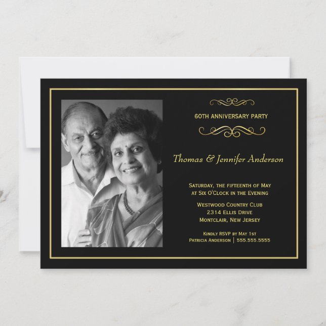 Invitaciones a la foto del aniversario del boda -  (Anverso)