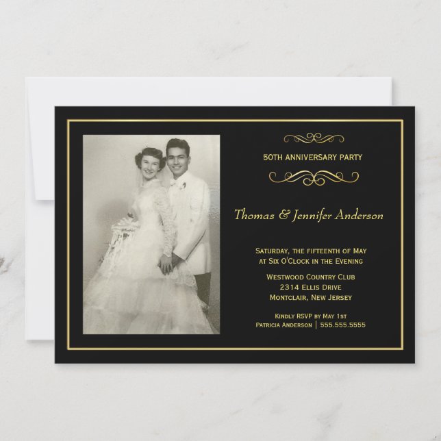 Invitaciones a la foto del aniversario del boda -  (Anverso)