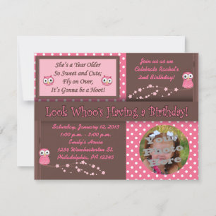 Invitaciones a la foto del cumpleaños de búho