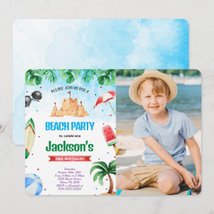 Invitaciones a la foto del cumpleaños de la playa 
