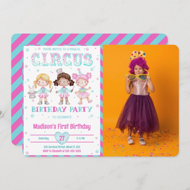 Invitaciones a la foto del cumpleaños del Carnaval (Anverso / Reverso)