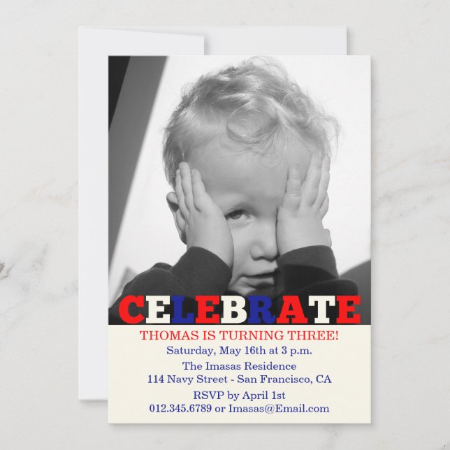 Invitaciones a la foto del cumpleaños del niño (Anverso)