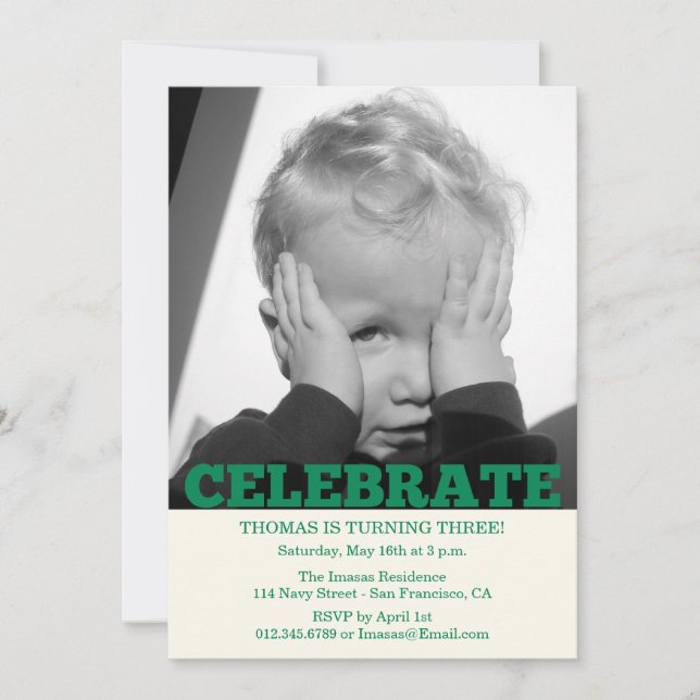 Invitaciones a la foto del cumpleaños del niño (Anverso)