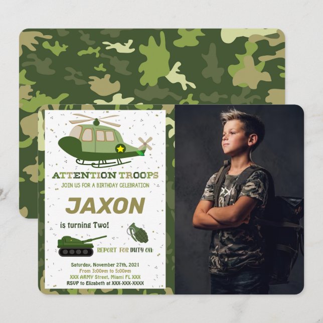 Invitaciones a la foto del ejército (Anverso / Reverso)