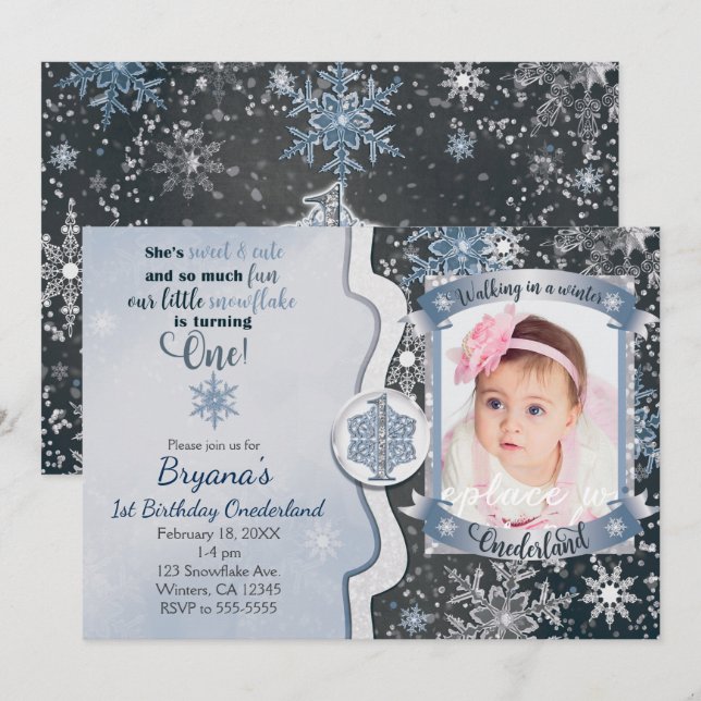 Invitaciones a la foto del primer cumpleaños de On (Anverso / Reverso)