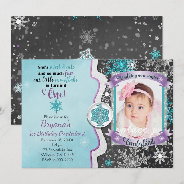 Invitaciones a la foto del primer cumpleaños de On (Anverso / Reverso)