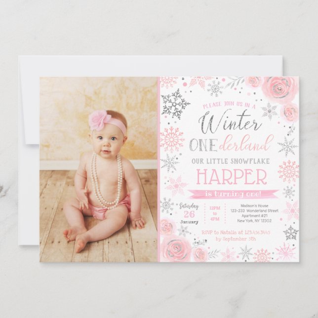 Invitaciones a la fotografía de primer cumpleaños  (Anverso)