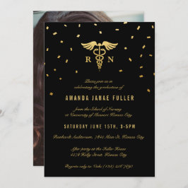 Invitaciones a la graduación de enfermería | Oro y