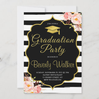 Invitaciones a la graduación de enfermería Oro y N