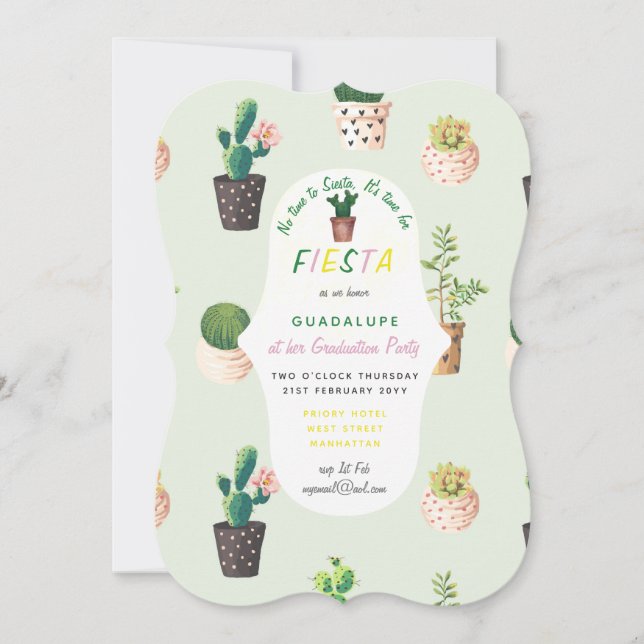 Invitaciones a la graduación de Fiesta Cacti del d (Anverso)