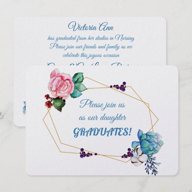Invitaciones a la graduación de la hija (Anverso / Reverso)