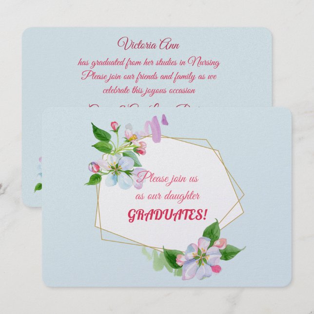 Invitaciones a la graduación de la hija (Anverso / Reverso)