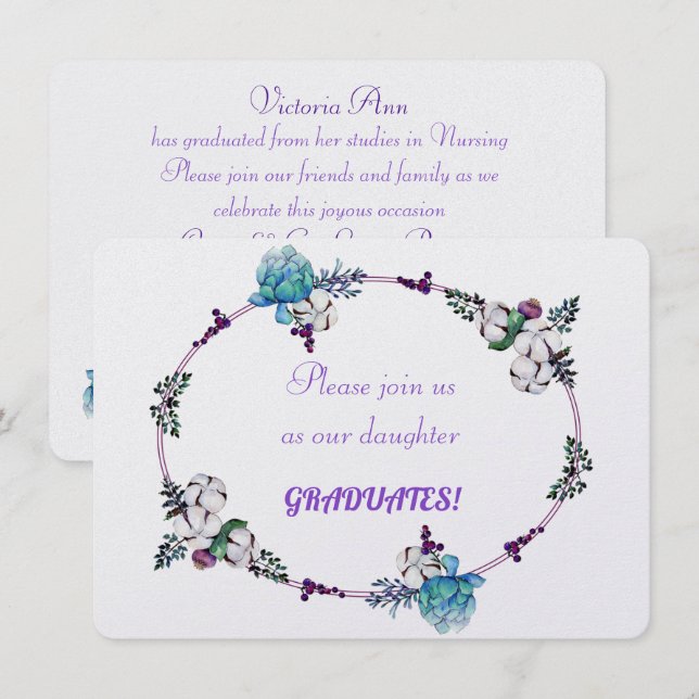 Invitaciones a la graduación de la hija (Anverso / Reverso)