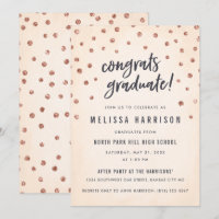 Invitaciones a la graduación de Punto de Polka Oro