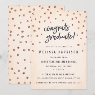 Invitaciones a la graduación de Punto de Polka Oro