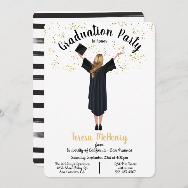 Invitaciones a la graduación de retratos personali (Anverso / Reverso)