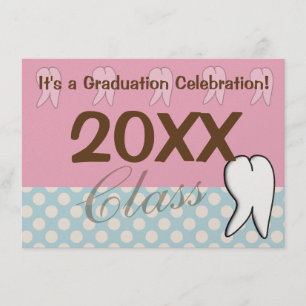 Invitaciones a la graduación dental rosa y azul