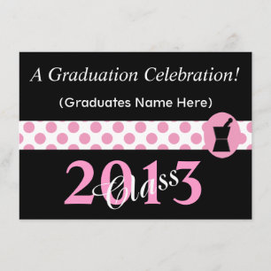Invitaciones a la graduación farmacéutica: rosa y