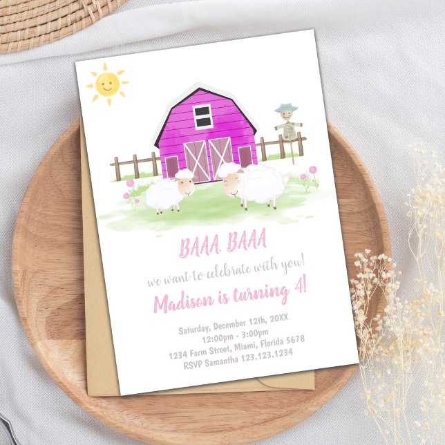 Invitaciones a la granja de casas rosas (Pink House Farm Invitations)