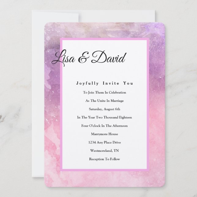 Invitaciones a la invitación a la boda-acuarela ro (Anverso)