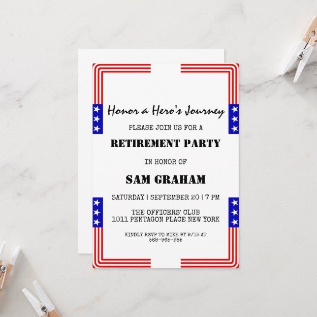 invitaciones a la jubilación militar de la bandera (Anverso/Reverso In Situ)