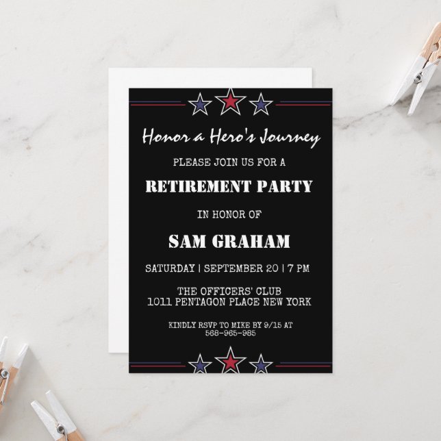 invitaciones a la jubilación militar de la bandera (Anverso/Reverso In Situ)