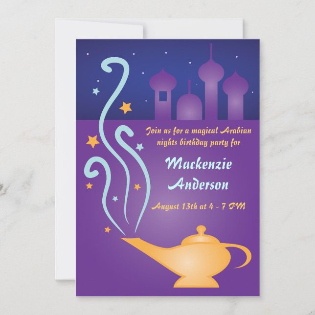 Invitaciones a la lámpara mágica Arabian Nights 2 (Anverso)