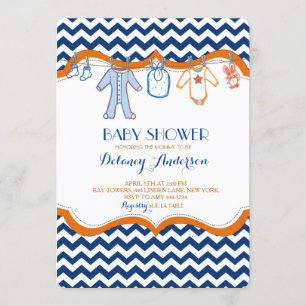 Invitaciones a la línea de ropa de Baby Shower