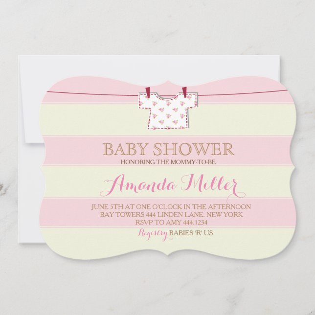 Invitaciones a la línea de ropa de Chica de Baby S (Anverso)