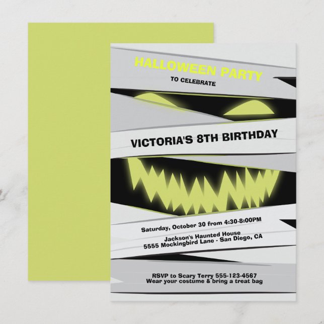 Invitaciones a la mamá de cumpleaños de Halloween (Anverso / Reverso)