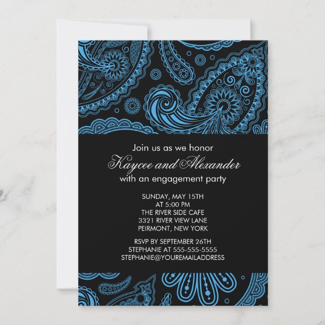 Invitaciones a la moderna fiesta de compromiso de  (Anverso)
