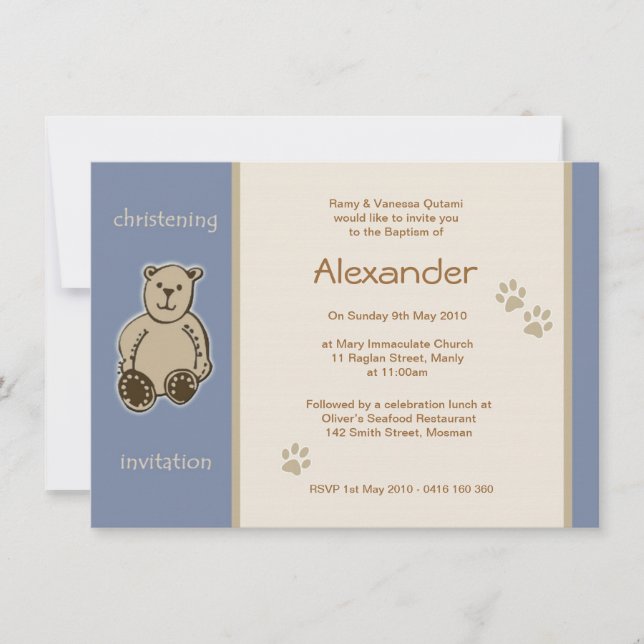 Invitaciones a la Navidad del oso de peluche marró (Anverso)
