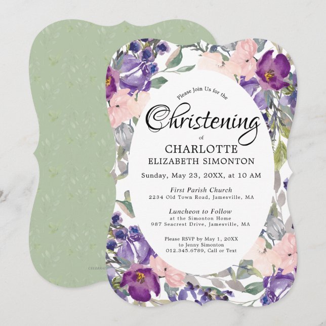 Invitaciones a la Navidad Floral de Plum Rubor (Anverso / Reverso)