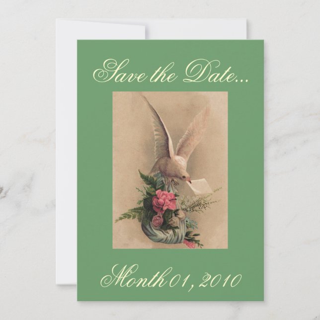 Invitaciones a la paloma y las flores de época (Anverso)