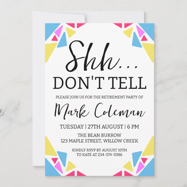 invitaciones a la parte de retiro por sorpresa de  (Anverso)