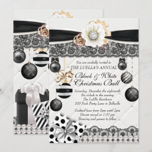 Invitaciones a la pelota de Navidades blancos negr