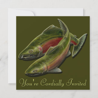 Invitaciones a la pesca RSVP de Arte Salmón person