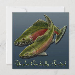 Invitaciones a la pesca RSVP de Arte Salmón person