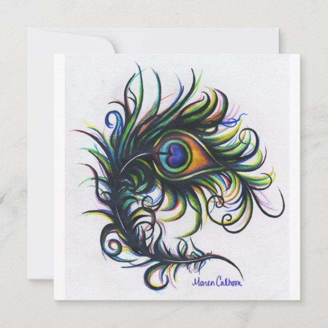 Invitaciones a la pluma de pavo real (Anverso)