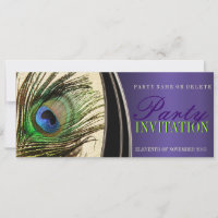 Invitaciones a la pluma de pavo real estilo satina