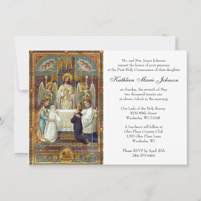 Invitaciones a la Primera Comunión de Jesús Católi (Anverso)