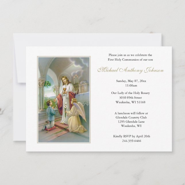 Invitaciones a la Primera Comunión de Jesús Católi (Anverso)