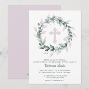 Invitaciones a la primera comunión de la cruz rosa